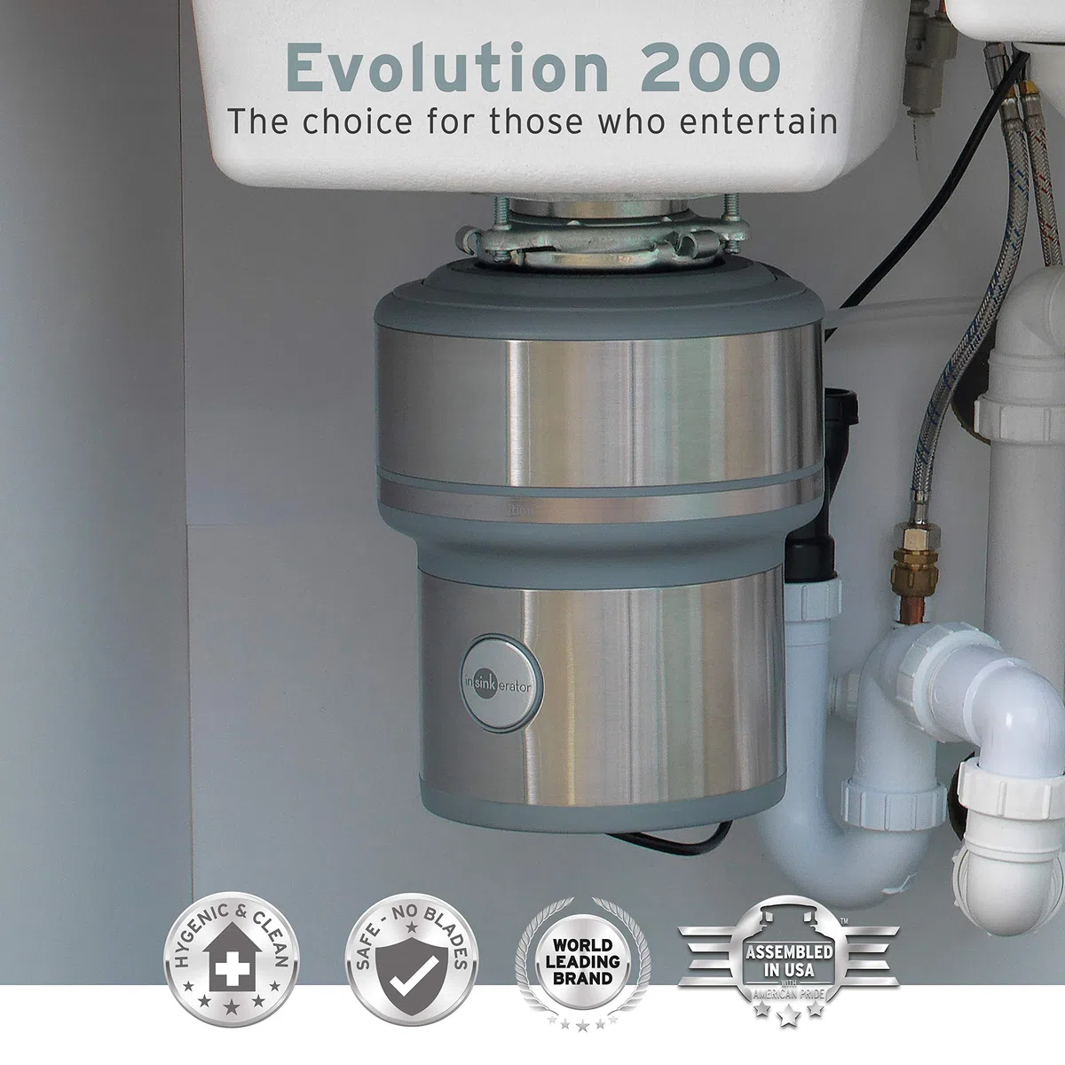 Insinkerator 75275 Evolution 200 monouso per rifiuti alimentari in acciaio inossidabile, grigio