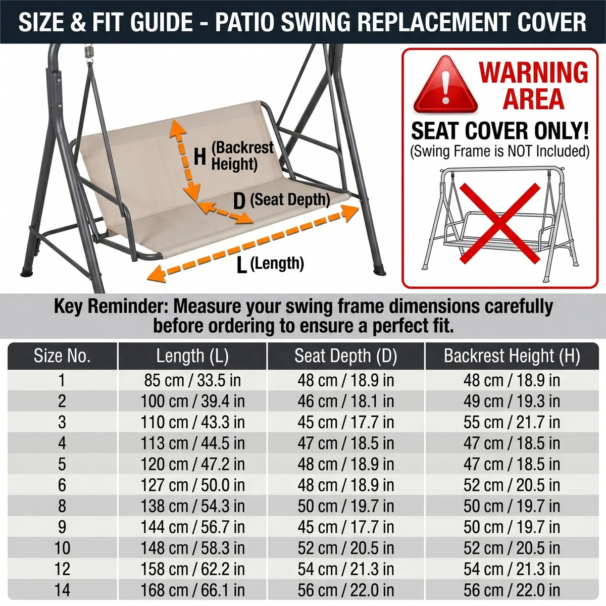 Coprisedile per Dondolo 2/3 Posti, Telo Ricambio Seduta Dondolo in Tessuto Oxford 600D, Copertura Impermeabile e Resistente UV per Altalena da Giardino Esterno,Grigio,158x(54+54) cm