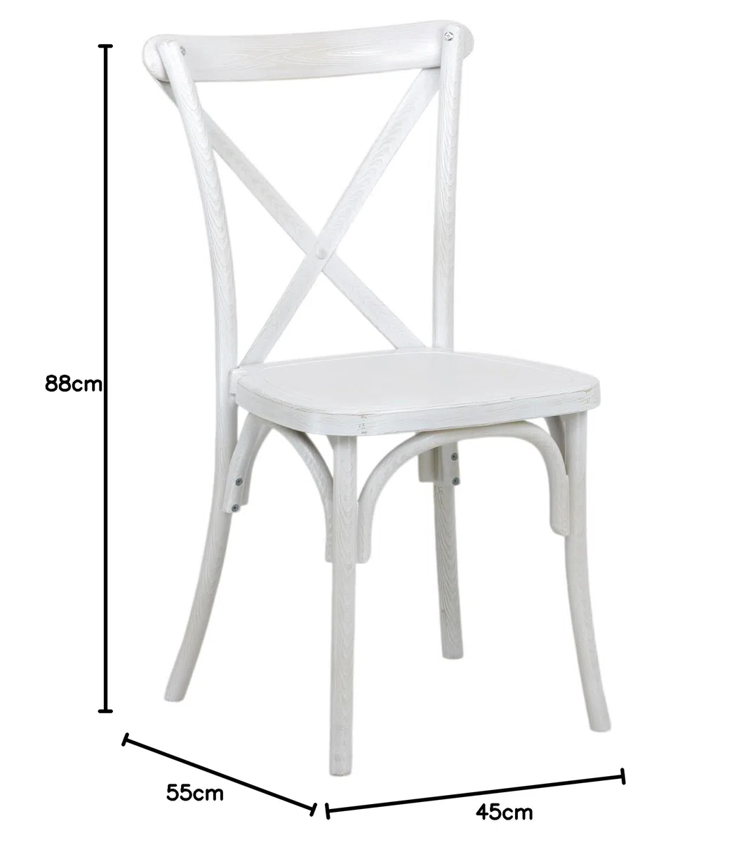 Totò Piccinni Sedia CROSS in POLIPROPILENE in KIT design Vintage EFFETTO LEGNO Croce Impilabile (Bianco Shabby Effetto Legno, 4 Pz)
