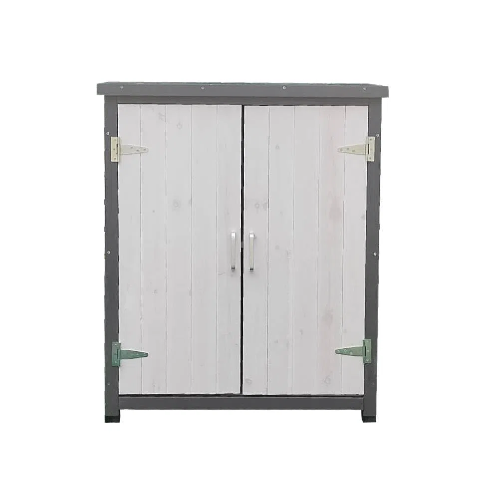 Melko Armadio da giardino, bianco/grigio, con 2 ante