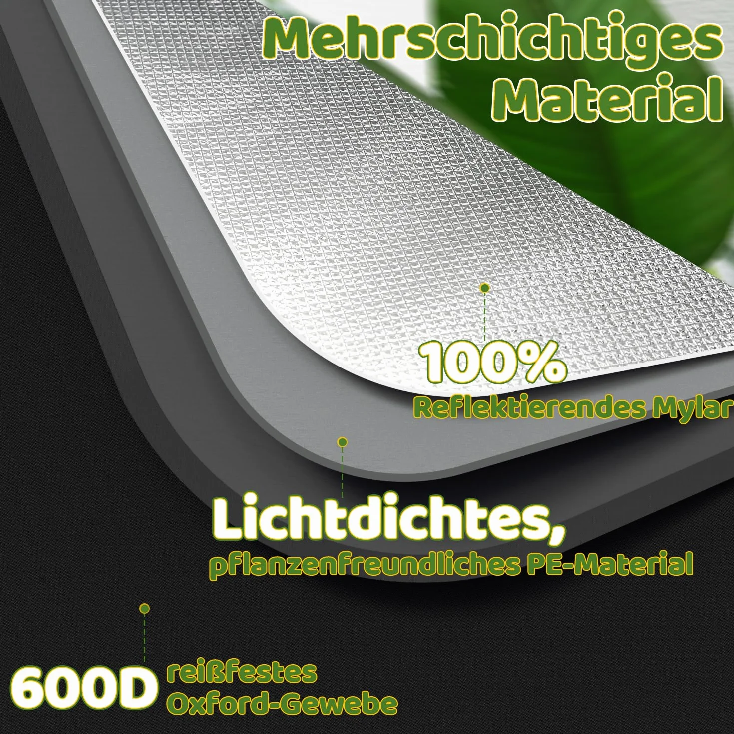 Sonnewelt Tenda da Growbox 600D Oxford Growbox, 100 x 100 x 200 cm Grow Tent, resistente alla luce e impermeabile, per coltivazione in ambienti interni