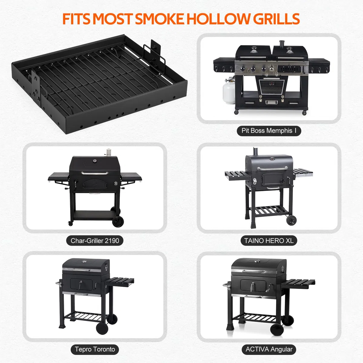 Onlyfire Vassoio per carbone estensibile da 15-28 pollici per PS9900 47183T-21, cestino nero per carbone con rivestimento ad alta temperatura per parti di ricambio HC4518L PS9500