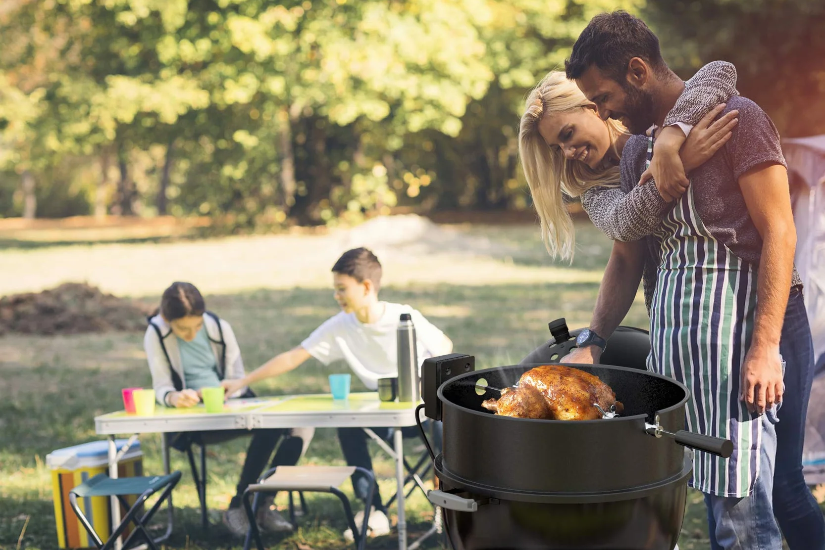 Onlyfire girarrosto per barbecue, Carbone bollitore Grill girarrosto, Arrostire Kit Anello con spiedo, Motore Elettrico Si inserisce Weber 47CM bollitore BBQ e Altre Griglie 47cm Kettle (smaltato)