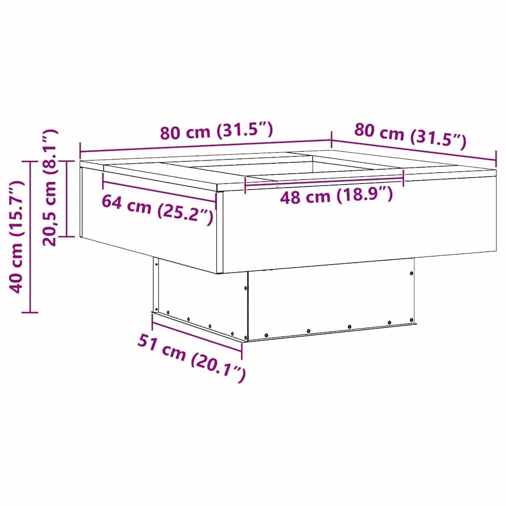vidaXL Focolare Nero 80 x 80 x 40 cm Acciaio, Moderno braciere Quadrato, Resistente Riscaldamento Esterno per Giardino e terrazza, Stile Contemporaneo per riunioni