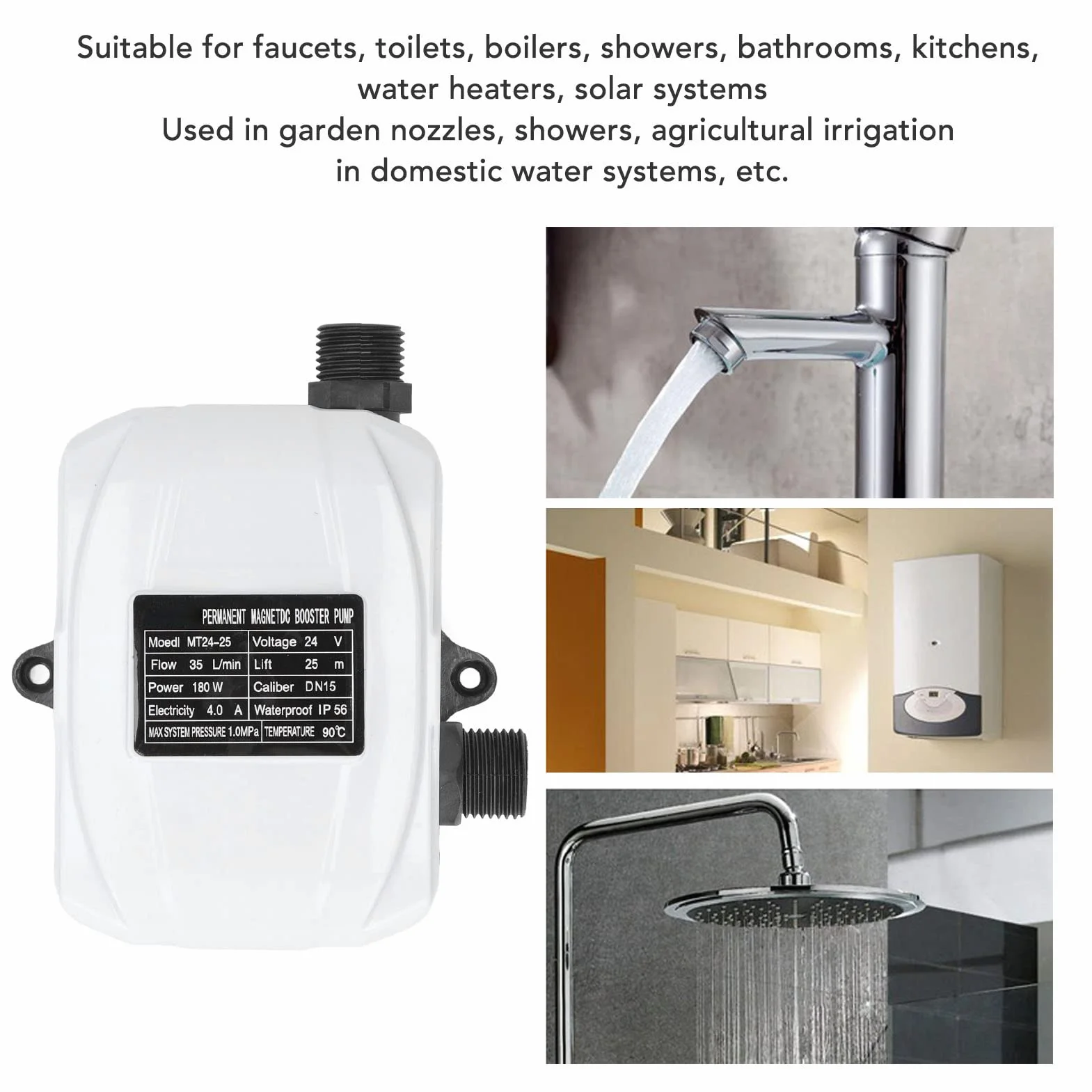 Pompa a Pressione Dell'Acqua Alta 180 W - Booster per Aumento Pressione e Trasferimento Acqua in Camper e Casa
