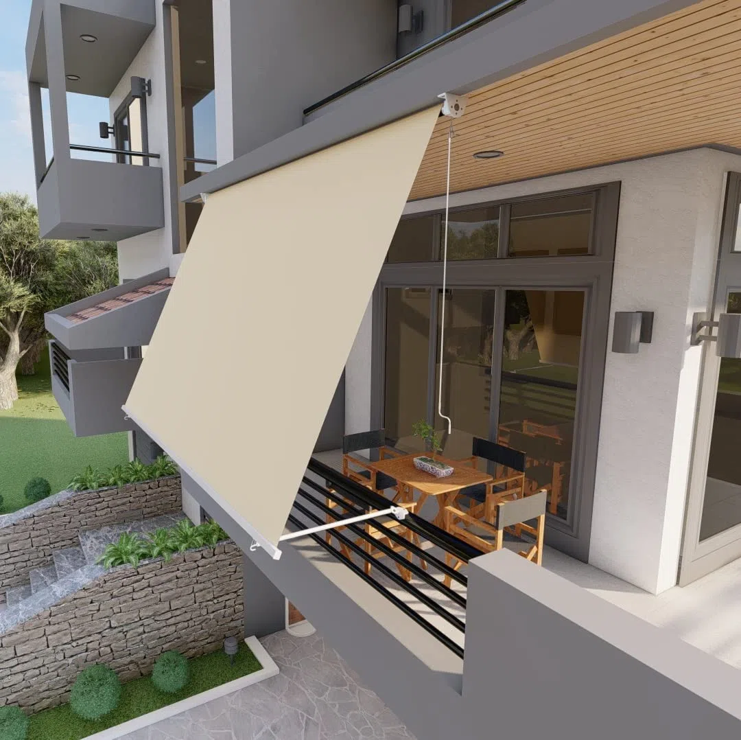 Tenda da sole a caduta con bracci per balcone terrazzo finestra 300cm Beige Golisa