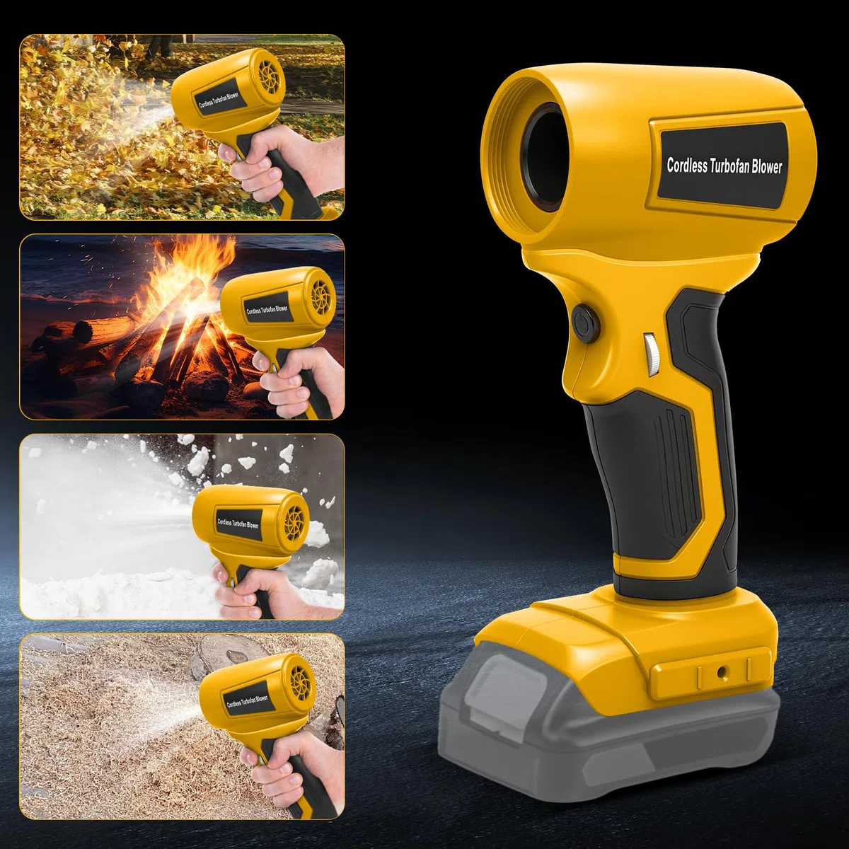 Mini soffiatore a batteria per foglie compatibile con Dewalt 20V 18V, 30 m/s, 130000 giri/min motore brushless, 5 ugelli inclusi, leggero e portatile per terrazza, prato, pulizia auto e campeggio