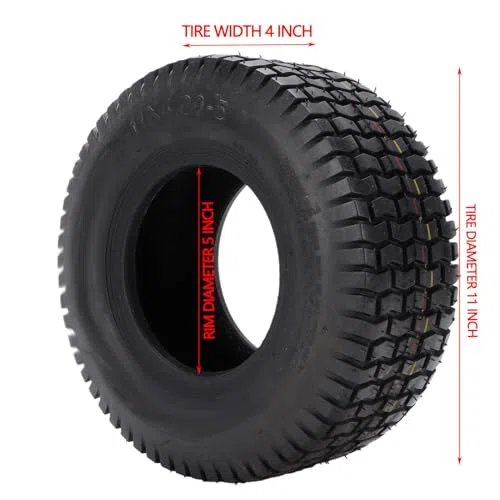 Fydun 11x4 00 5 Pneumatico per Tosaerba Tubeless in Gomma a 4 Strati Ruota Anteriore Resistente di Ricambio per Tosaerba e Trattorini da Giardino Set di 2