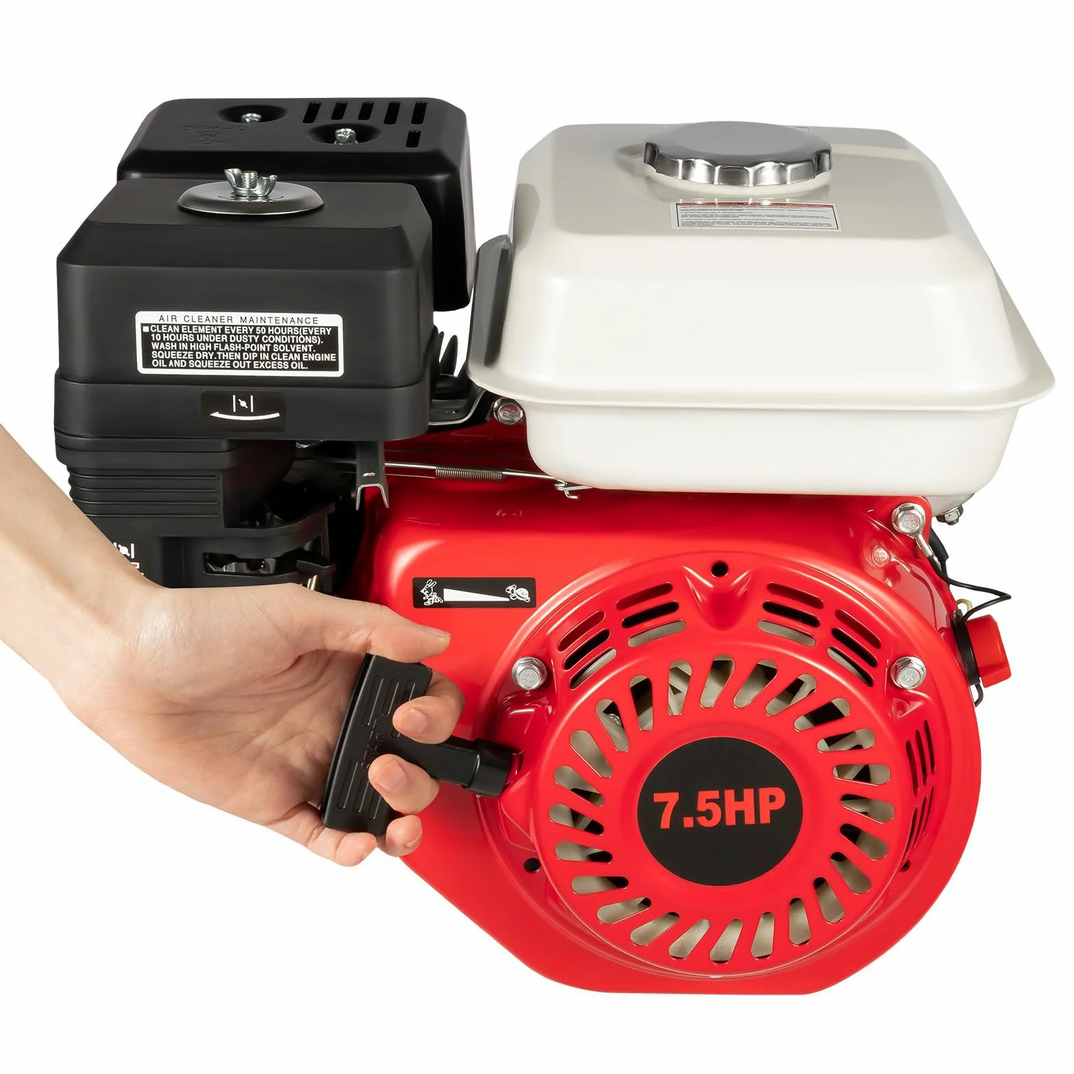 Motore a benzina 7.5 HP 4 tempi OHV motore a benzina 5.1 KW 3600 giri/min motore a terra con allarme olio (bianco rosso) (rosso e bianco)