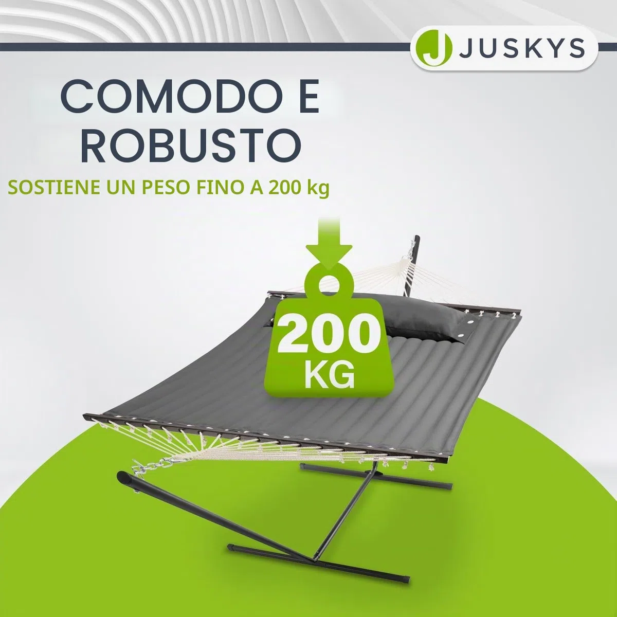 Juskys amaca Cata con telaio e cuscino – Lettino doppio da esterno per due persone – Telaio con capacità di carico fino a 200 kg – Antracite