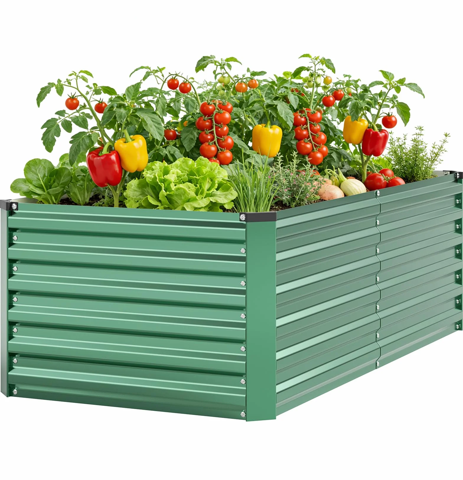 Aiuola rialzata in metallo, 240 x 120 x 60 cm, aiuola per piante in robusto acciaio zincato con rete di protezione e tessuto non tessuto per le erbacce, extra larga e stabile, ideale per verdure, erbe