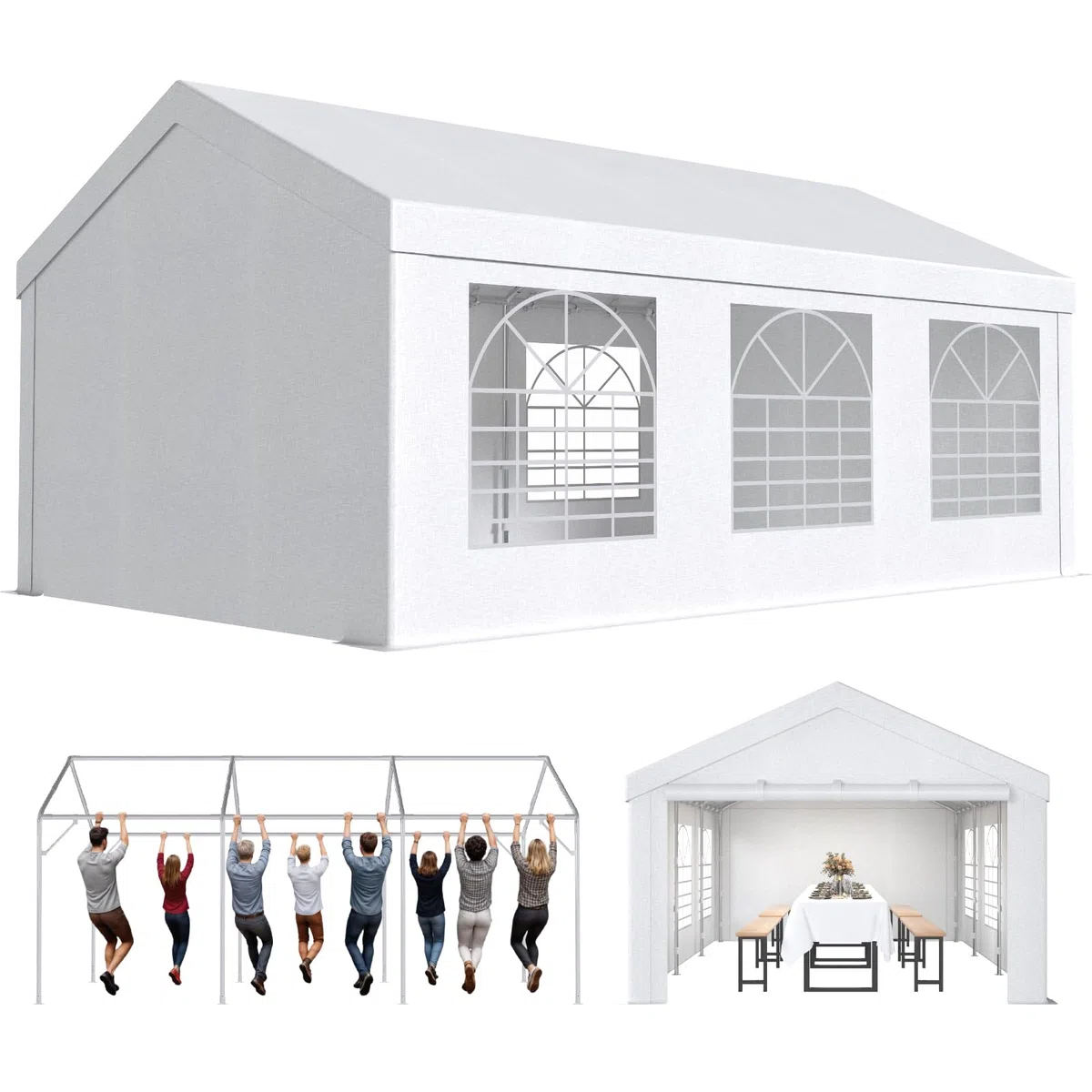 JUMMICO Gazebo Esterno Resistente UV 50+, Tendone per Feste 4x6, Gazebo da Giardino Impermeabilizzazione, Tendone da Esterno per Matrimoni, Feste, Raduni, Riunioni in Giardino, Bianco