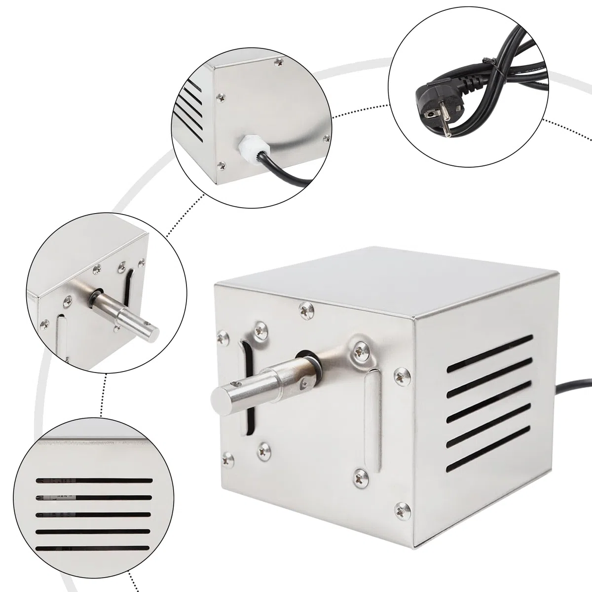 Barbecue a motore per barbecue e barbecue, in acciaio inox, 60 kg, 25 W