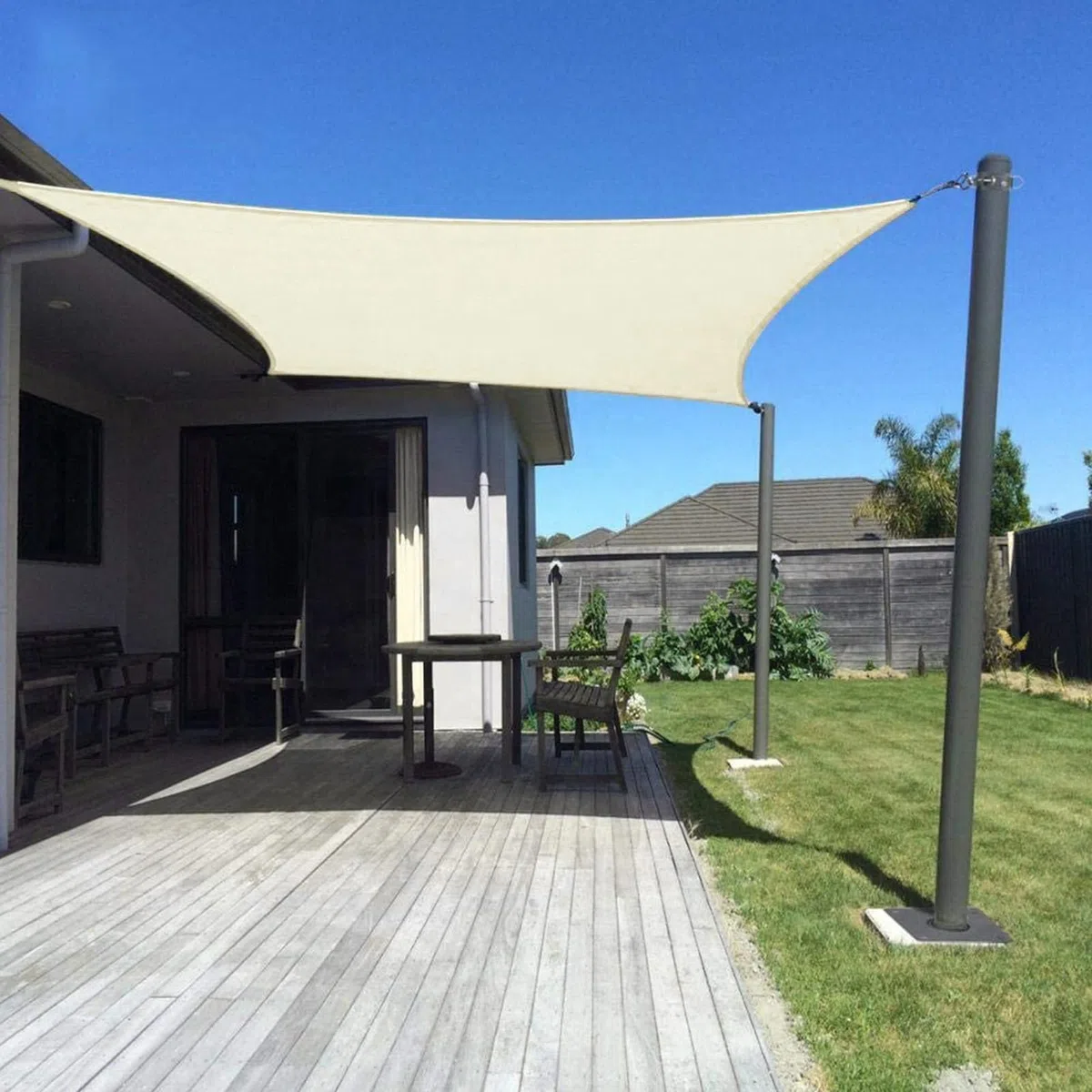 Dripex Tenda da Sole per Esterno, 5X7M Vela Ombreggiante, Tenda a Vela Rettangolare Protezione Anti Raggi UV e Impermeabile, Telo Parasole per Giardino, Terrazzo, Patio, Cortile e Prato (Bianco)