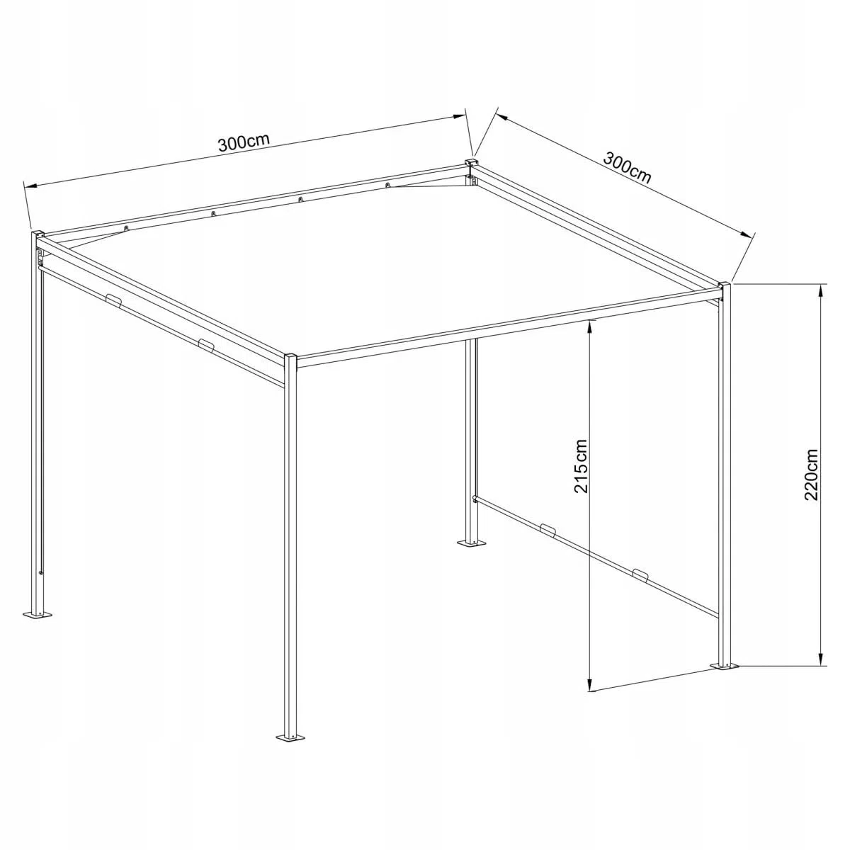 Pergola da Giardino 3x3 metri in Acciaio con Telo Scorrevole Retrattile in Poliestere 180 g/m²