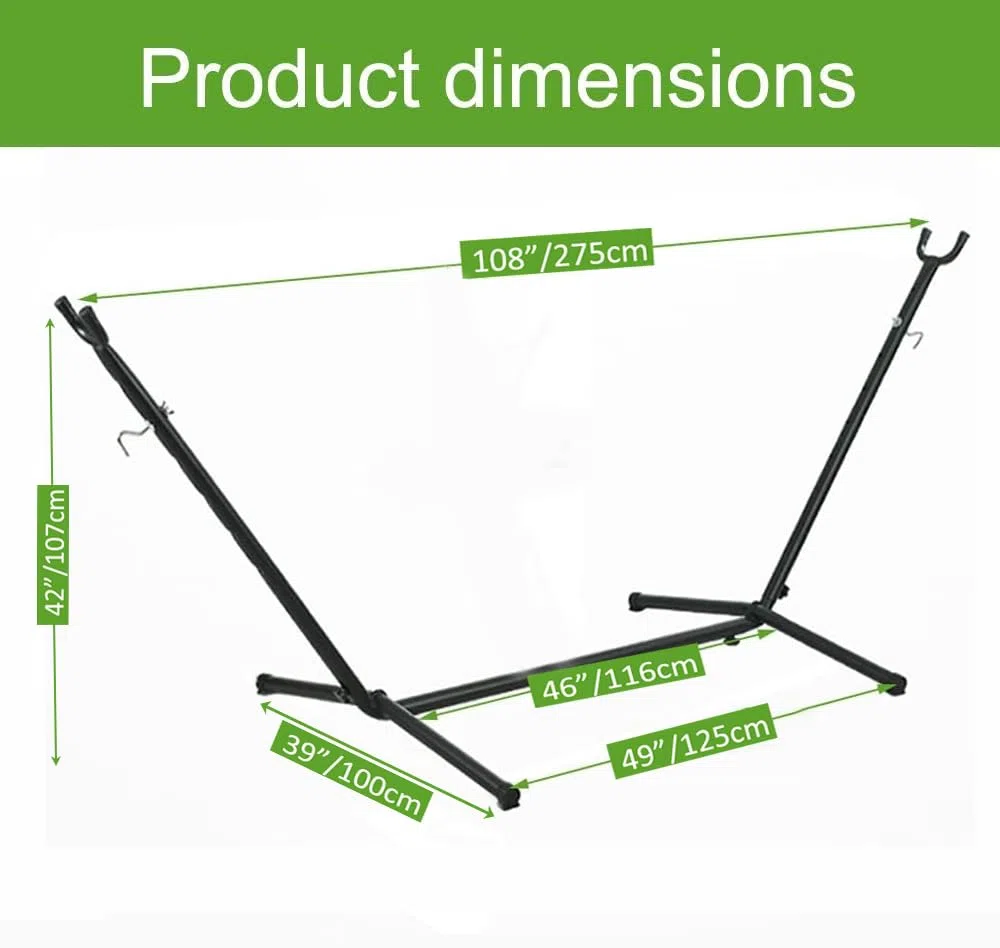 Goutime Amaca doppia da 2,6 m con supporto, capacità di 250 kg, Altezza Regolabile Telo Cotone Resistente,include borsa da trasporto portatile perfetta per patio esterno, terrazza, balcone (blu-verde)