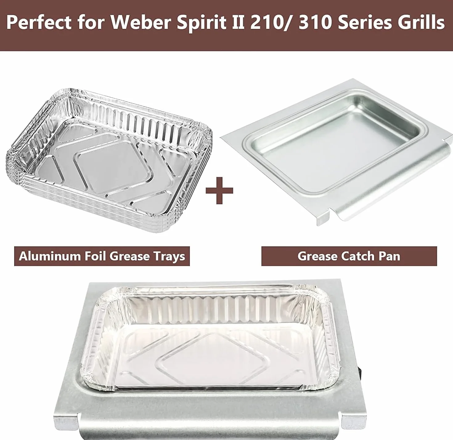 GFTIME 67047 - Vassoio antigoccia per Weber Spirit I II 200/300, Genesis I/II serie LX200/300, scolapiatti per Weber Traveler con rivestimento in alluminio 6415, vassoi in alluminio per Weber 67047,