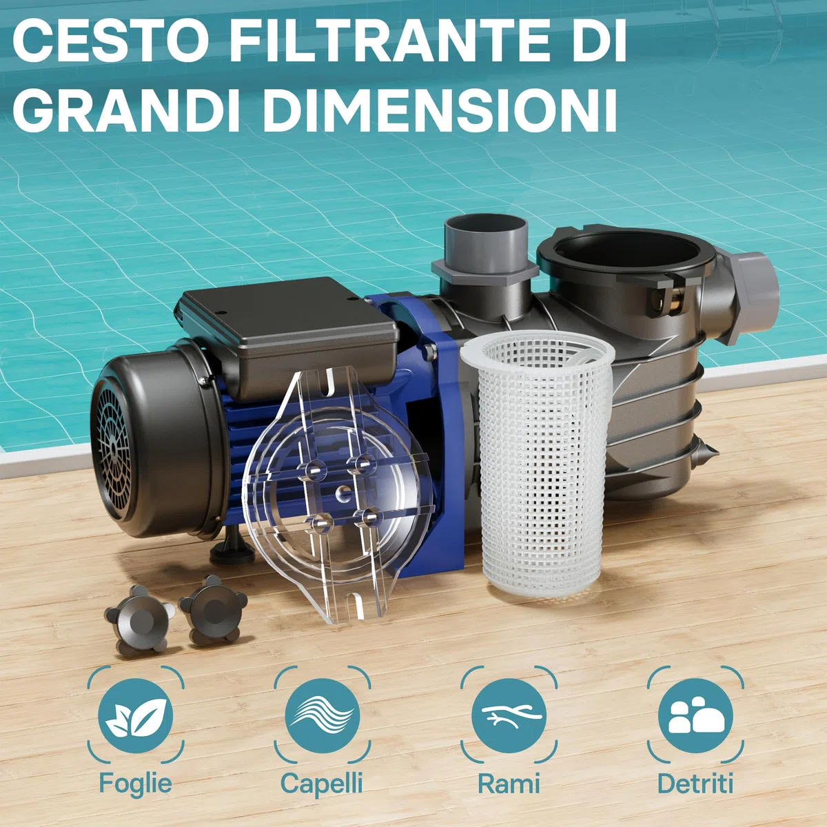 Pompa piscina per ricircolo e filtraggio 11700 l/h 250 W Pompa di circolazione