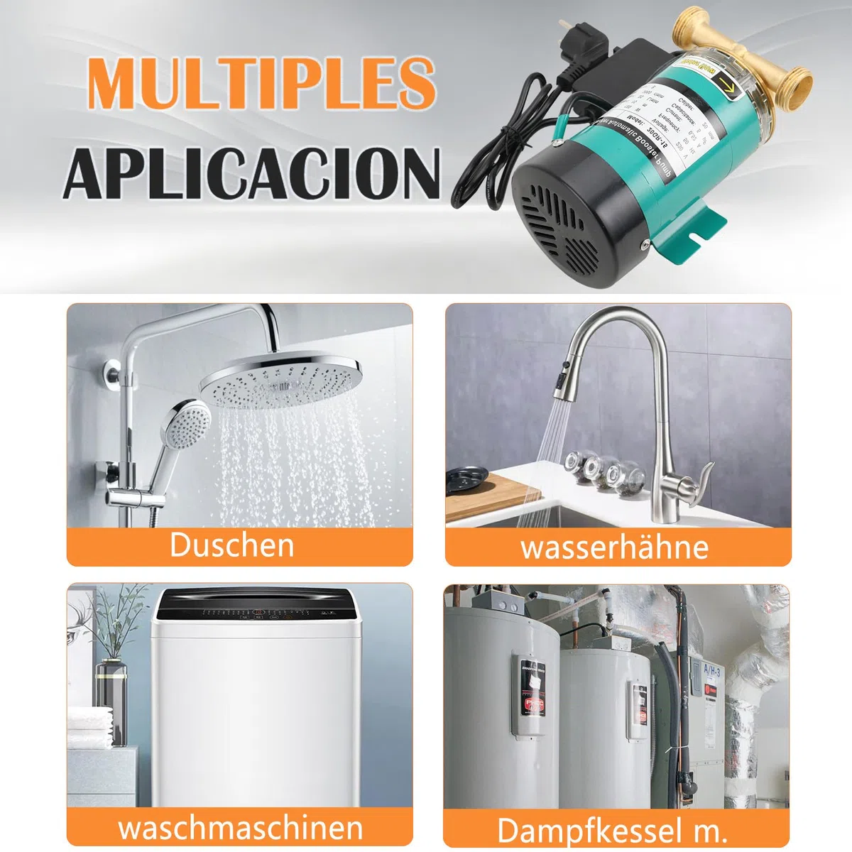 Pompa di aumento della pressione da 120 W, Pompa Booster per Aumento Pressione Acqua per Doccia, Irrigazione Giardino, Lavatrice, Modello 20GR-15, 25 l/min