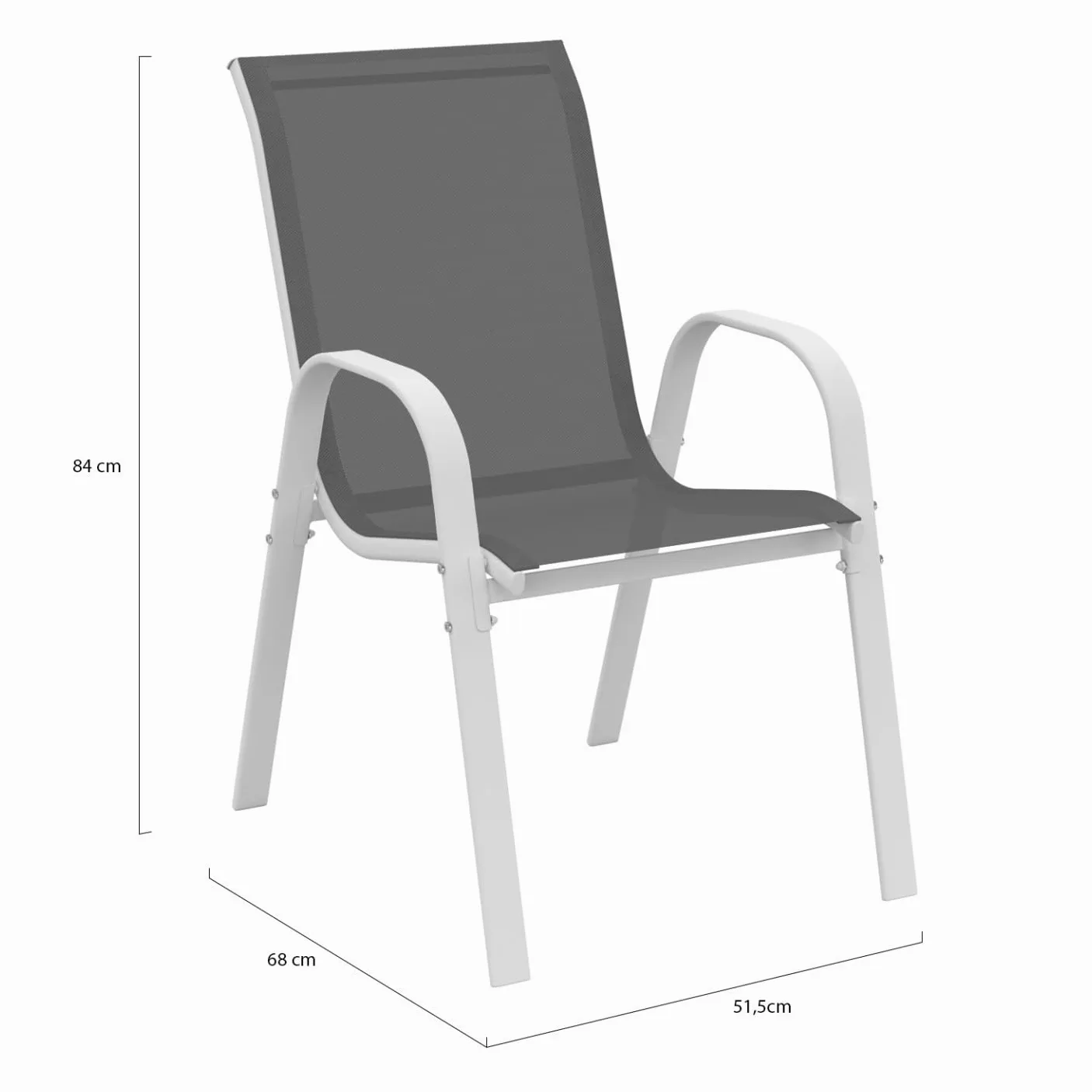 IDMarket - Set di 6 sedie da giardino impilabili LYMA in metallo e textilene, bianco e grigio