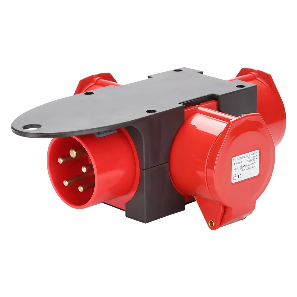 16A CEE spina 5 poli distributore IP44 – 3 prese Schuko + 1 presa CEE 16 A, distributore di corrente resistente agli spruzzi d'acqua per generatore, corrente di costruzione, campeggio e