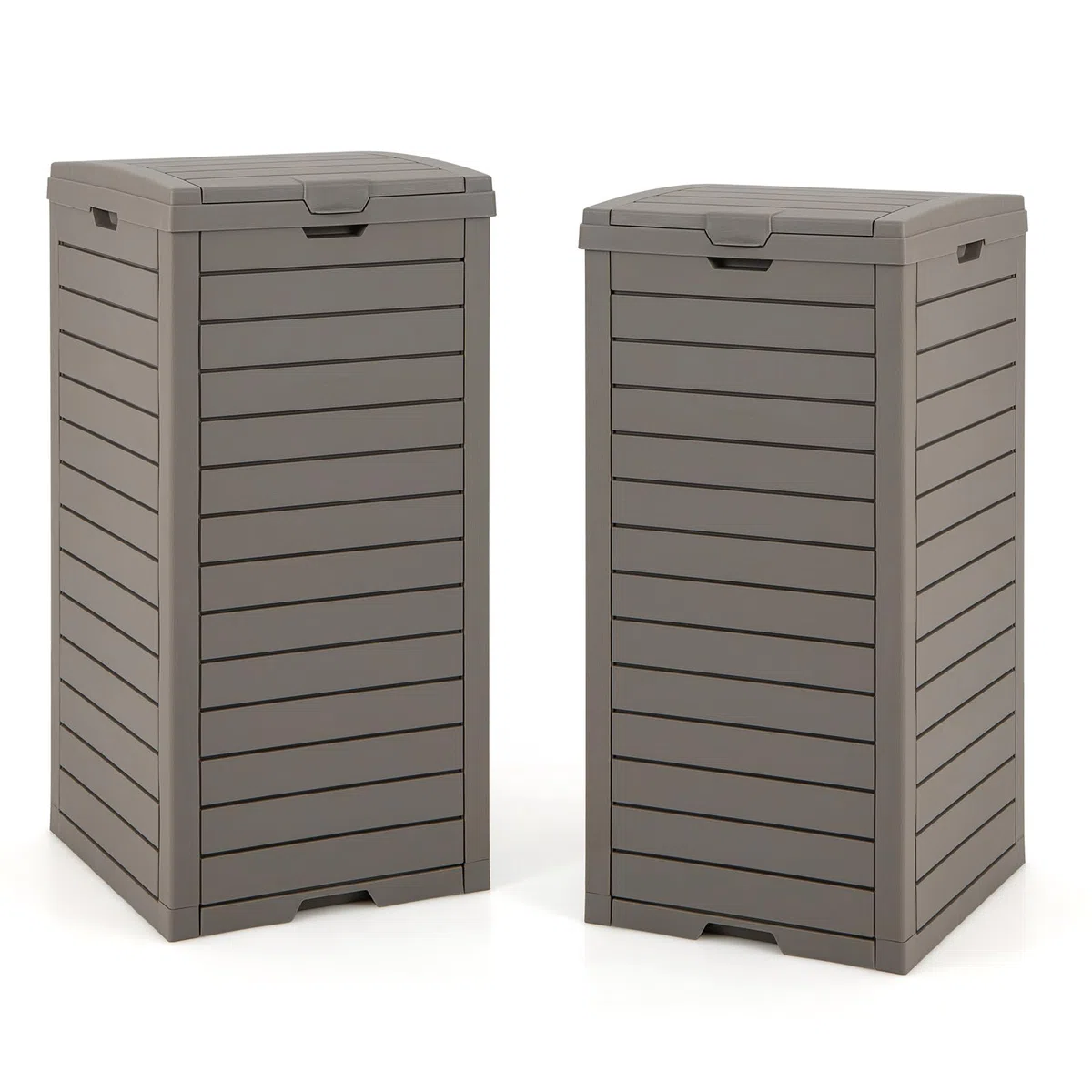 LIFEZEAL 2 Pattumiere Differenziata Esterno 118 L, Bidoni Giardino, Resistente alle Intemperie, in Resina, con Coperchio, Maniglia, Cestino Raccolta Spazzatura, Secchio Rifiuti, 40x40x86 cm, Marrone