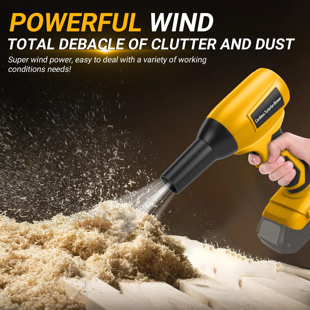 Mini soffiatore a batteria per foglie compatibile con Dewalt 20V 18V, 30 m/s, 130000 giri/min motore brushless, 5 ugelli inclusi, leggero e portatile per terrazza, prato, pulizia auto e campeggio