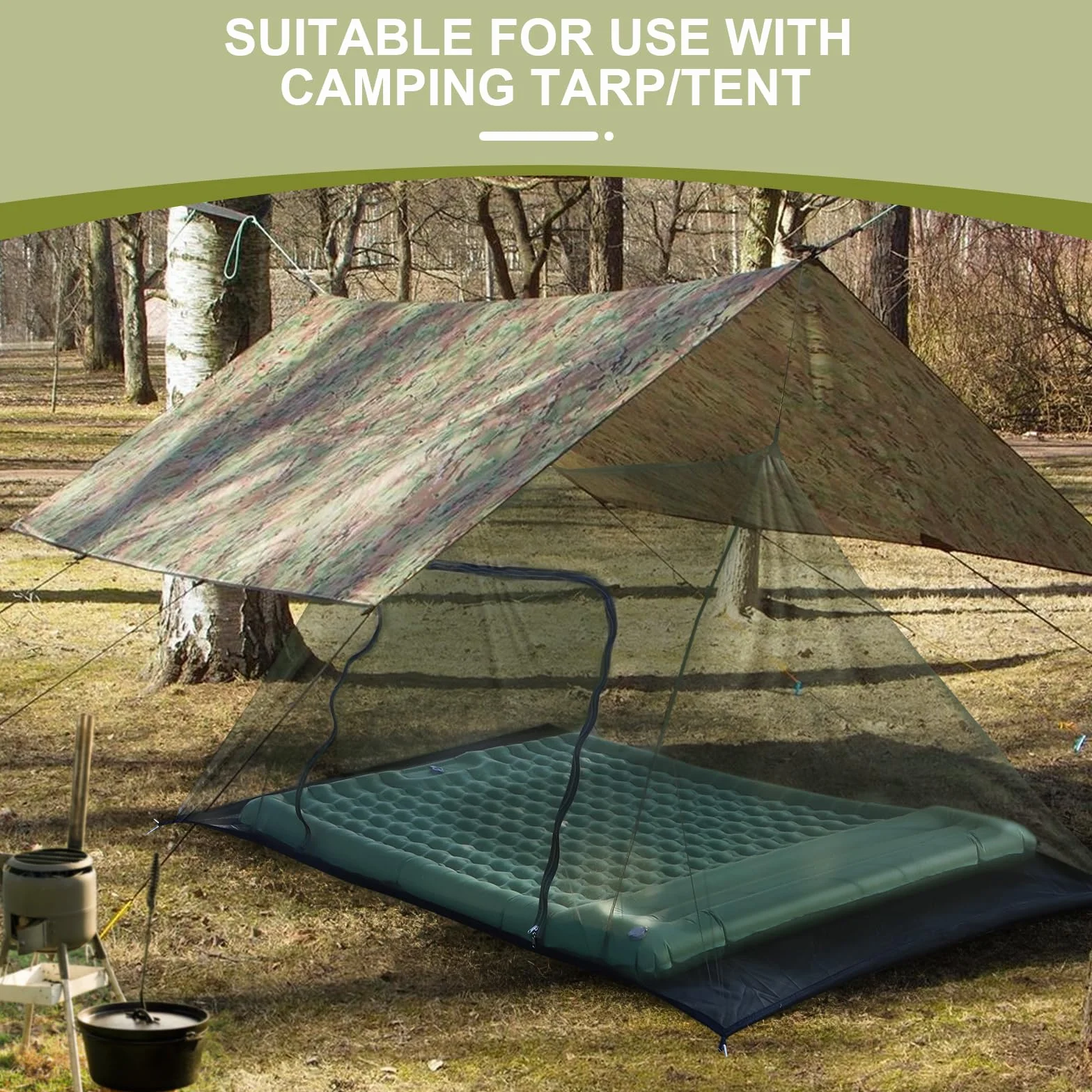 EFUTURETIME Grande Zanzariera da Campeggio, 240X140X110cm, Zanzariera da Viaggio Leggera, Portatile, Tenda Anti-Zanzara Impermeabile con Porta Cerniera per Escursionismo, Tetto A due Falde-Verde