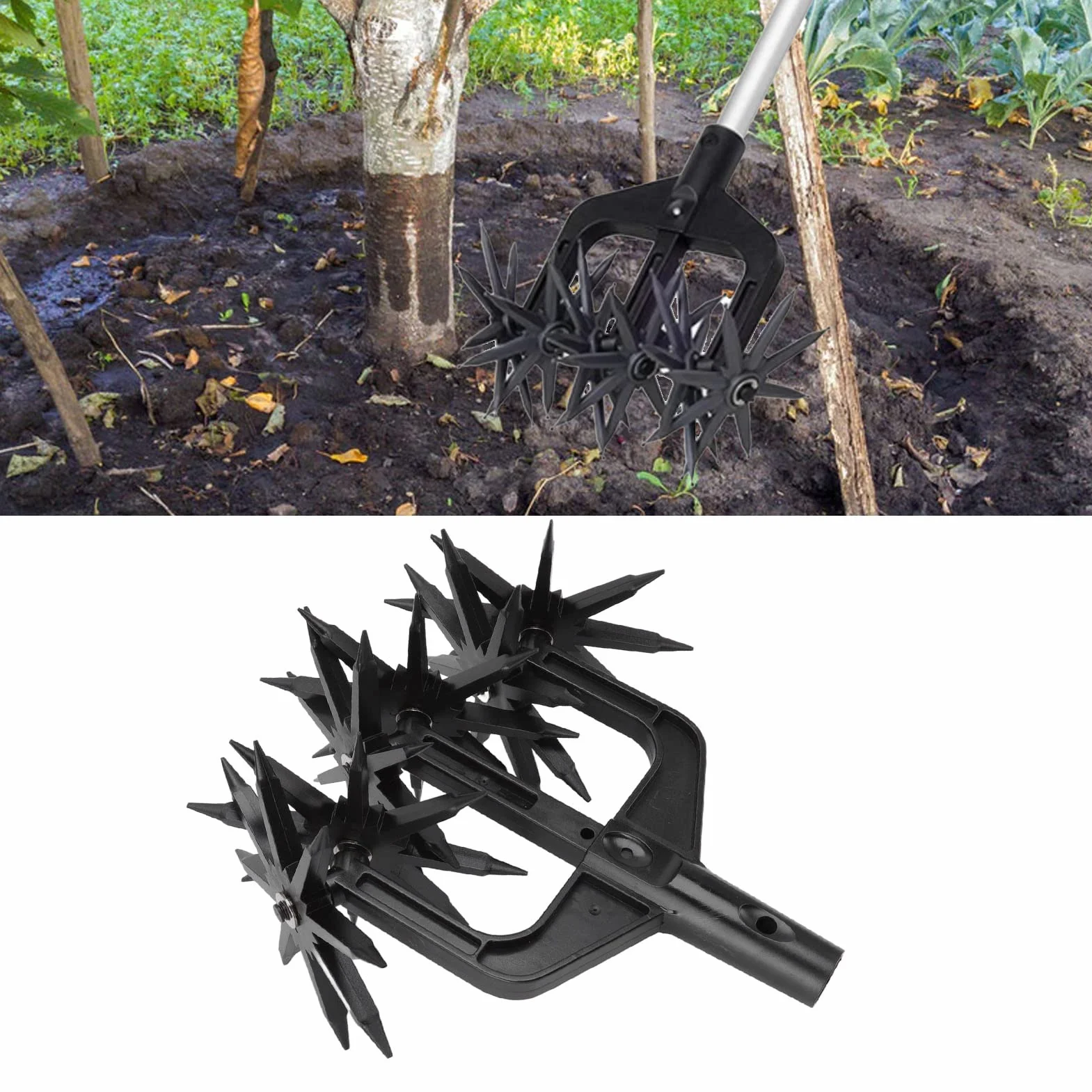 Coltivatore Rotativo da Giardino, Strumento Scarificatore per Terreno da Giardino 2 in 1 Rimovibile, Fresa per Scarificatore Ventilata Portatile Resistente, per Riseminare la