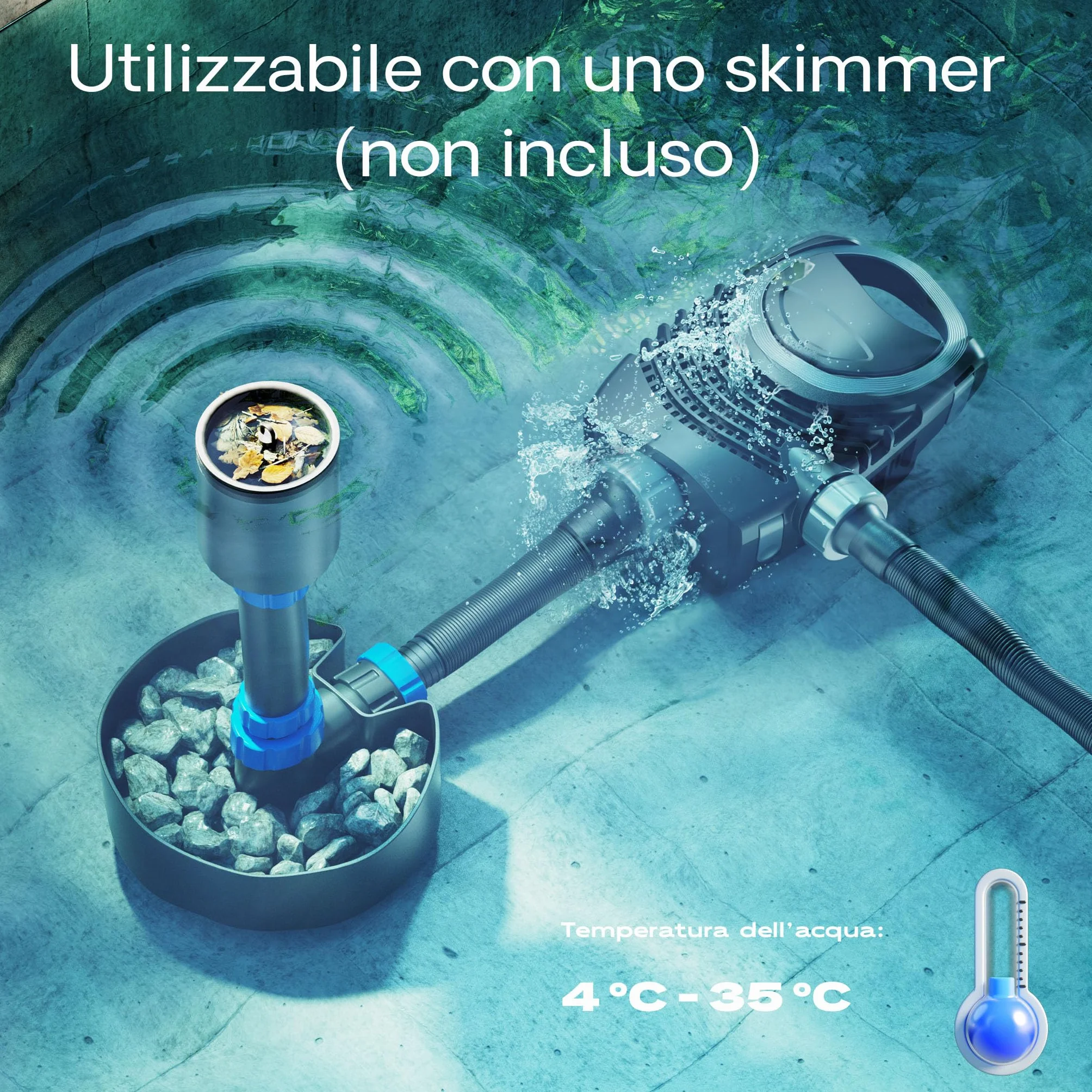 SunSun Pompa da laghetto NEO-8000 SuperECO 8000l/h 70W, per circolazione e filtrazione acqua