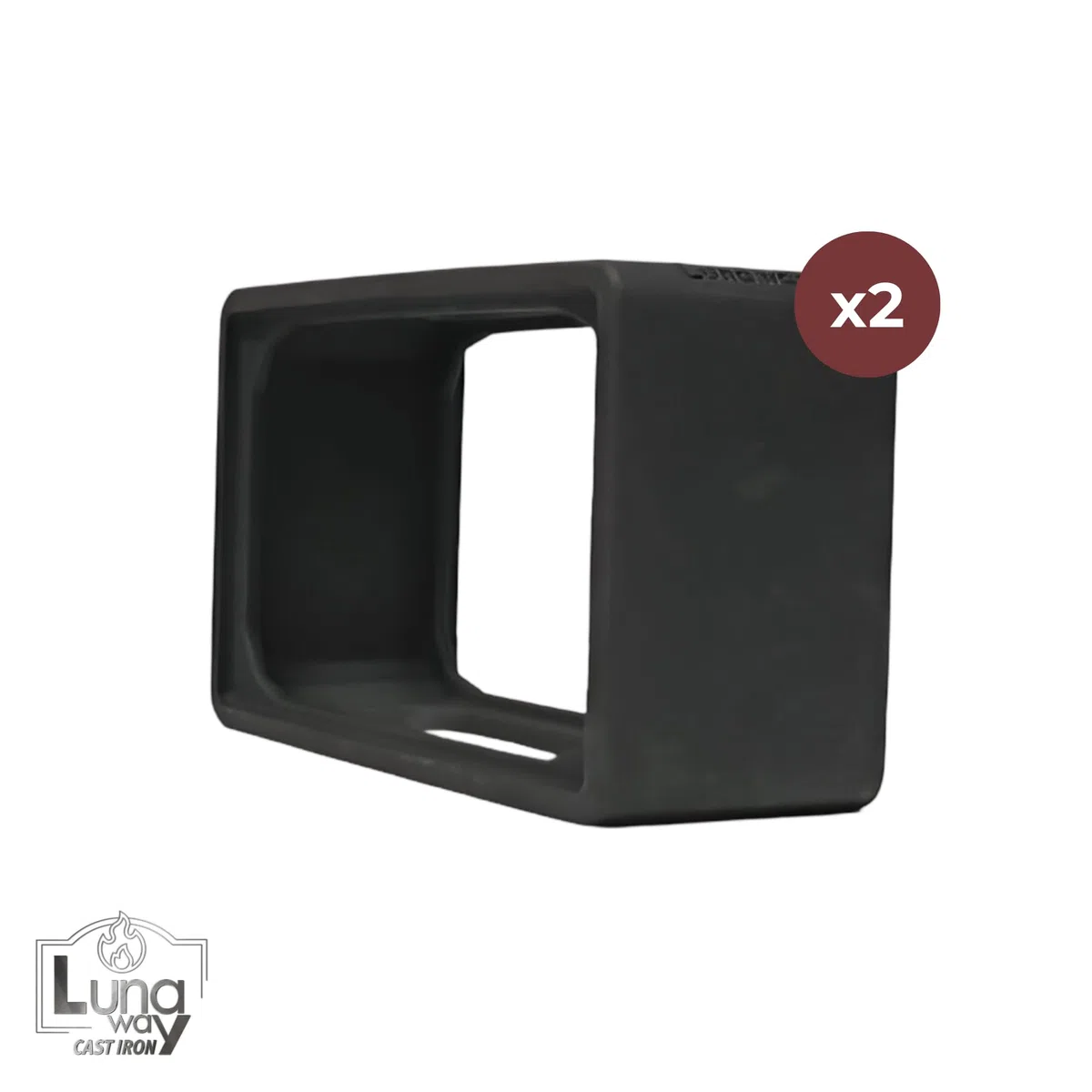 Griglia in Ghisa 48x17cm + Coppia supporti BBQ Blocks | Cottura uniforme e professionale | Reversibile | Doppia smaltatura Black di LUNAWAY | Sistema modulare per barbecue lineari