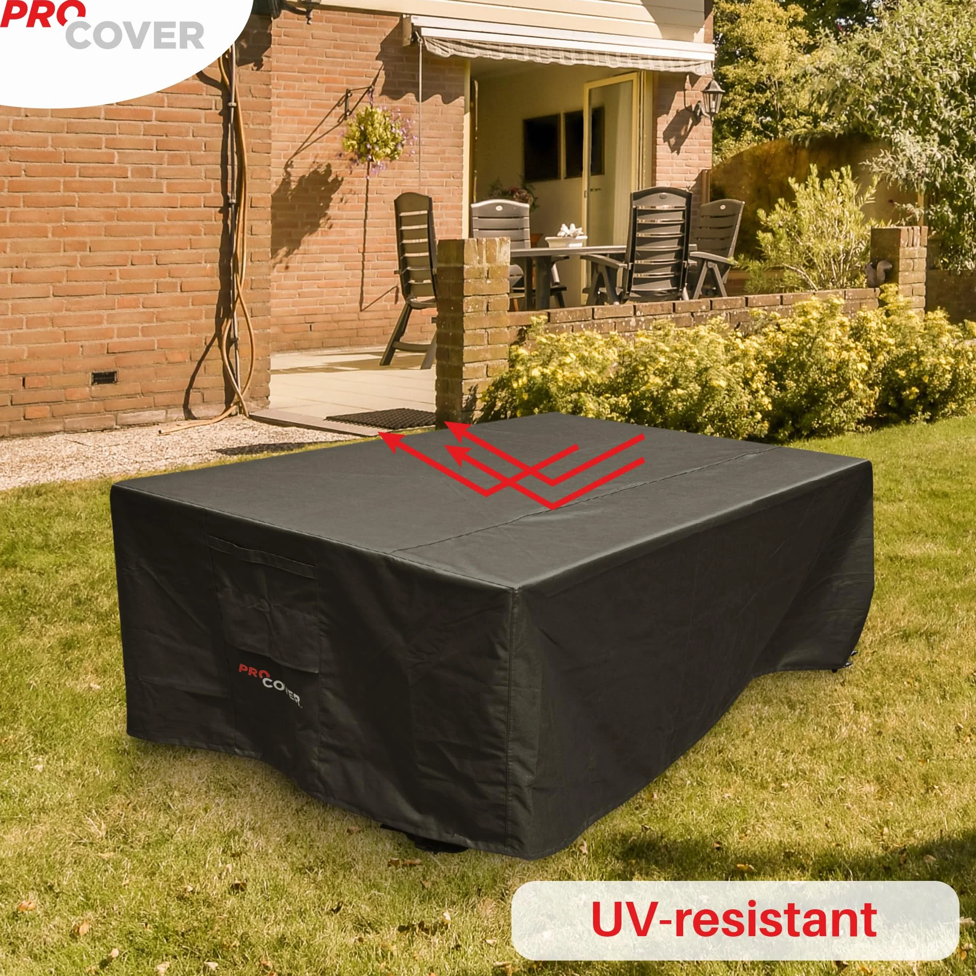 Copertura premium per mobili esterni: Tessuto resistente e impermeabile con rivestimento in PVC. Spesso, durevole, ideale per tavolo, salotto da giardino, mobili, terrazza (160x95x70cm)